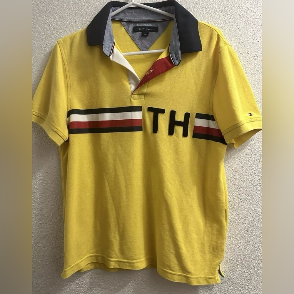 Tommy Hilfiger Men’s Polo Shirt Yellow Small Performance   Uv Protection